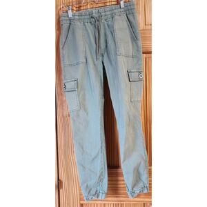 V.I.P Juniors Cargo Jogger Pants Olive Green Drawstring Size 13/31